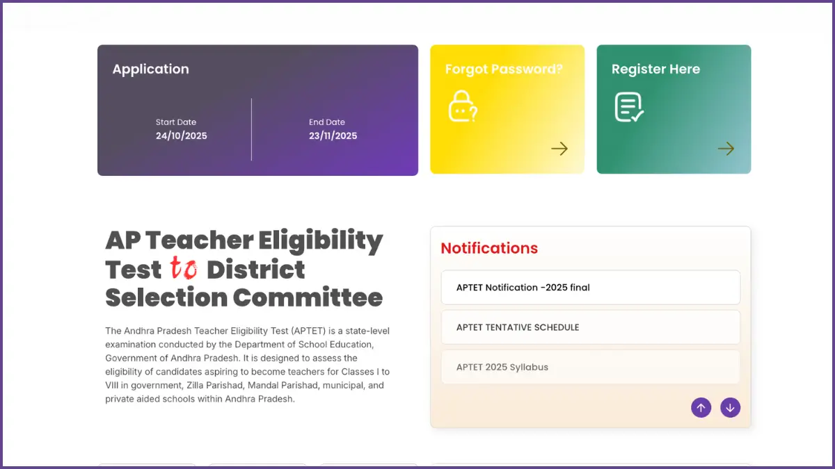 Official banner for the AP TET October 2025 notification, inviting candidates to 'Apply Online' Official banner for the AP TET October 2025 notification, inviting candidates to 'Apply Online'