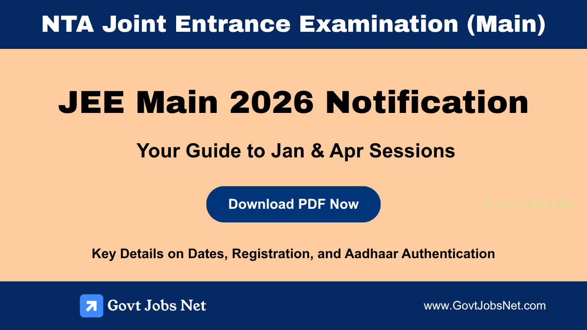 JEE Main 2026 Notification Released by NTA