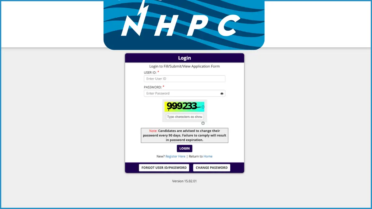 A screenshot of the NHPC JE Admit Card 2025 Download PDF login portal. A screenshot of the NHPC JE Admit Card 2025 Download PDF login portal.