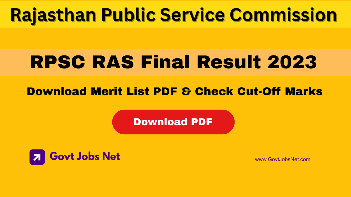 RPSC RAS Final Result 2023 PDF Download and Final Merit List