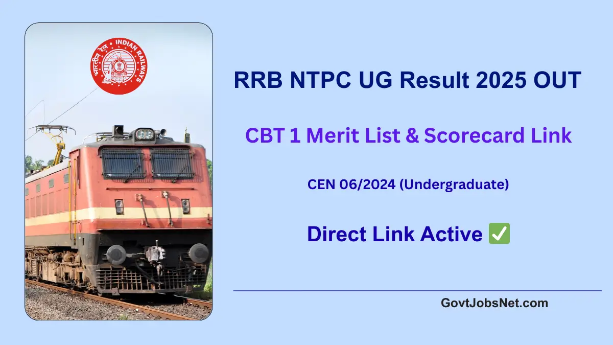 RRB NTPC UG Result 2025 CBT 1 Exam – Region-Wise Results and PDF Download