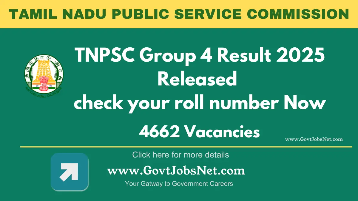 TNPSC Group 4 Result 2025 Out — Official Result PDF, Final 4662 Vacancies